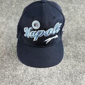 Vintage Napoli Snapback Hat Navy Y2K Soccer Logo 6 3/4 54CM Cap Italy Football